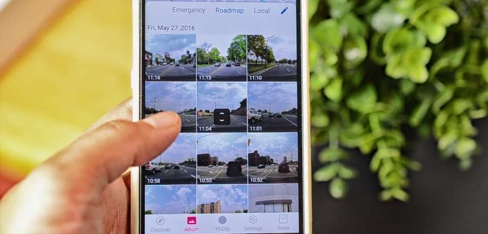 Showing the Yi App looking at the Video Gallery