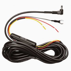 Thinkware hardwiring cable. No voltage cutoff, slim cylinder contains a fuse.